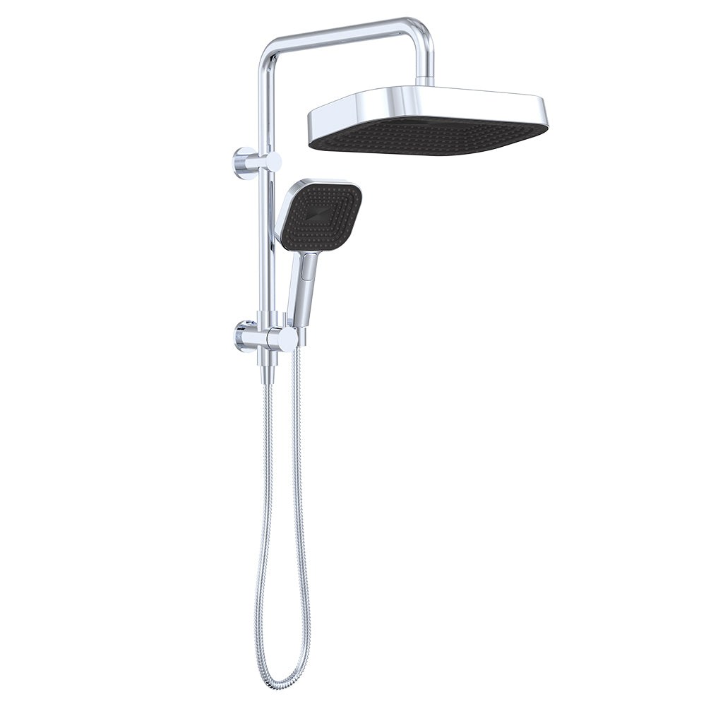 Fienza Kuro Twin Half-Rail Shower, Soft Square Head, Chrome — image 2