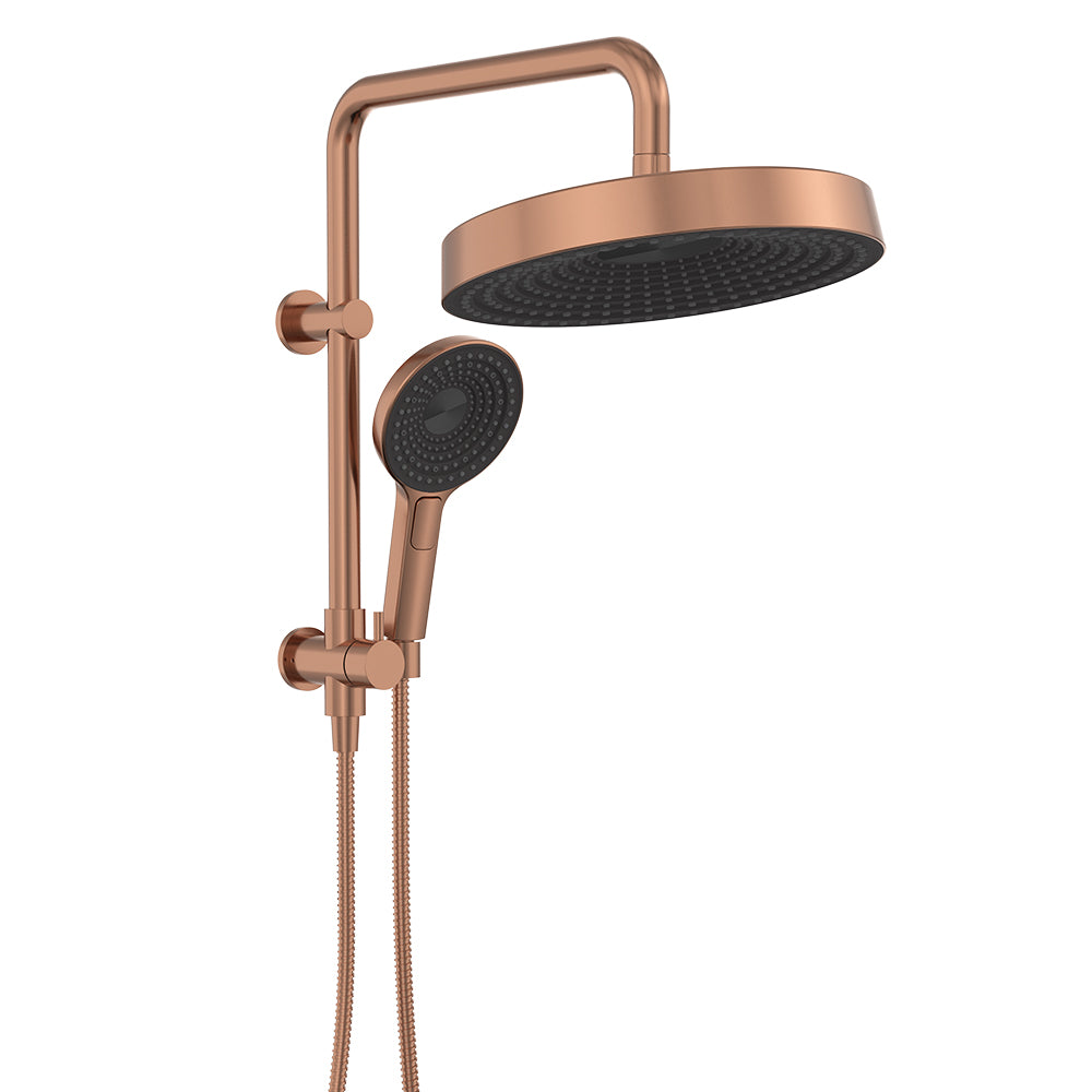 Kuro Twin Half-Rail Shower, Round Head