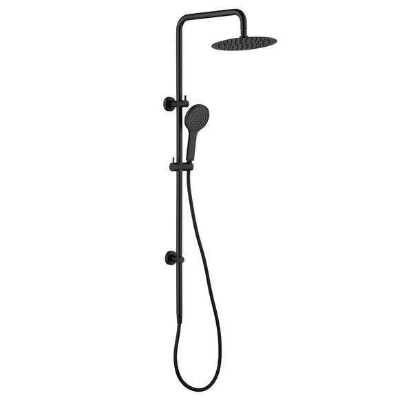 Fienza Kaya 2 in 1 Twin Rail Shower Station Matt Black