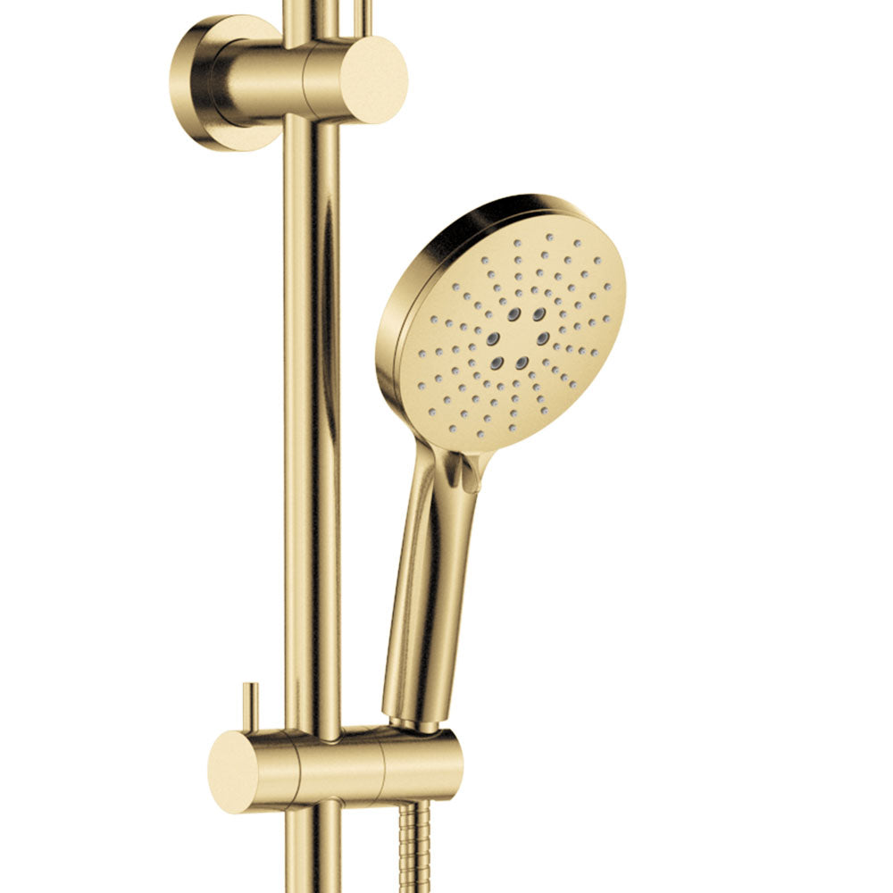 Fienza Empire Slim Curved Twin Shower, Urban Brass