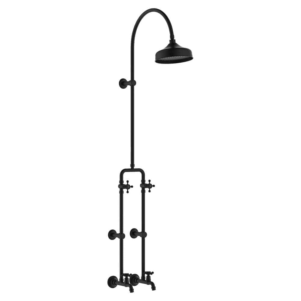 Fienza Lillian Exposed Rail Shower & Bath Set, Matte Black