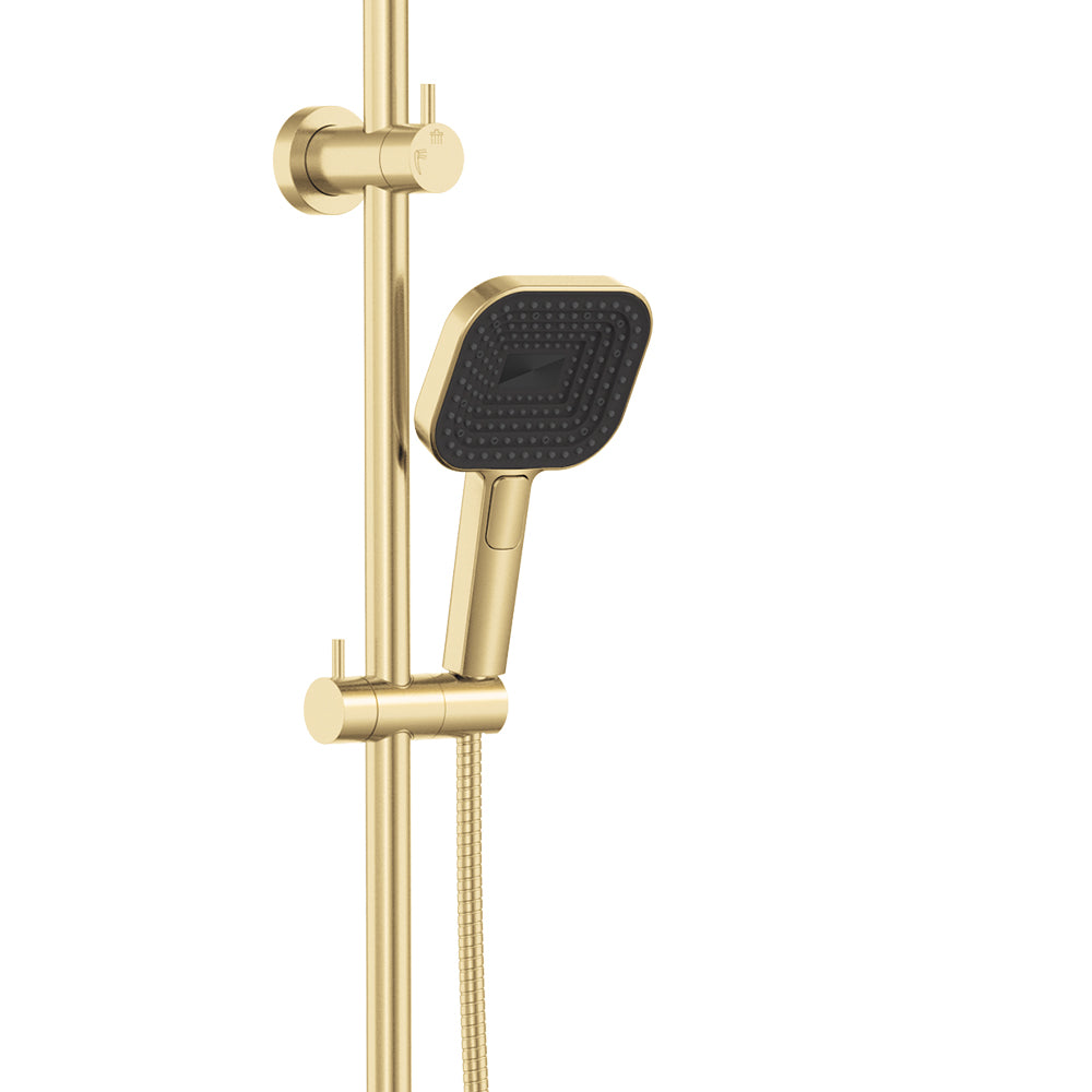 Fienza Kuro Twin Shower, Soft Square Head, Urban Brass — image 3