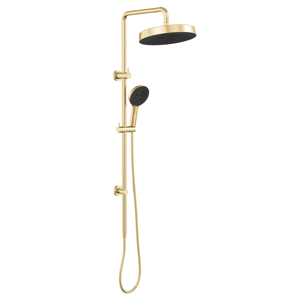 Fienza Kuro Twin Shower, Round Head, Urban Brass — image 2