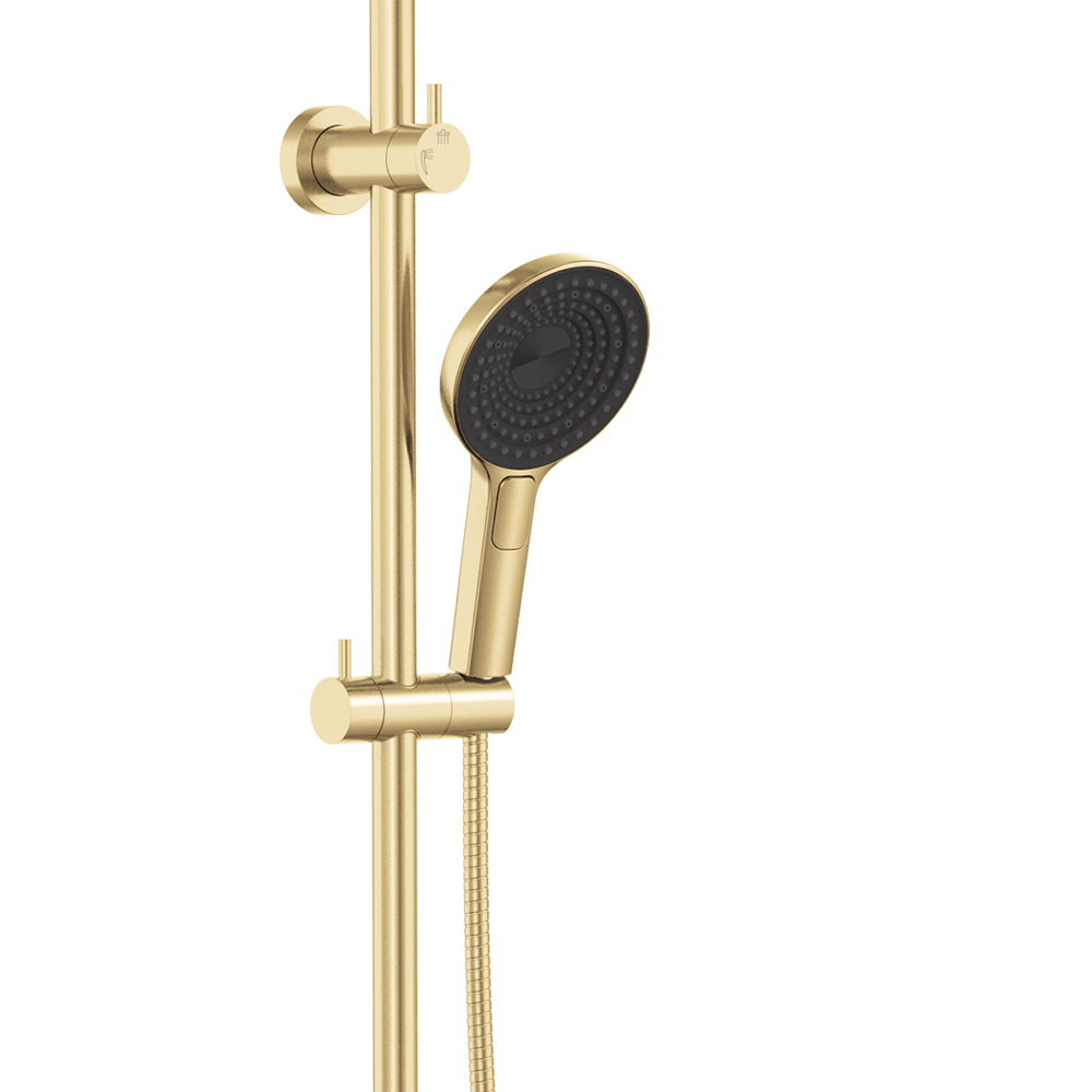 Fienza Kuro Twin Shower, Round Head, Urban Brass — image 3