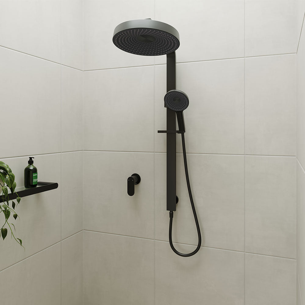 Fienza Kuro Deluxe Twin Shower Round Head, Matte Black — image 4