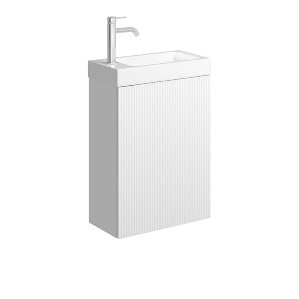 Fienza DENZEL MINKA 450 Satin White Wall Hung Vanity 1TH No Overflow