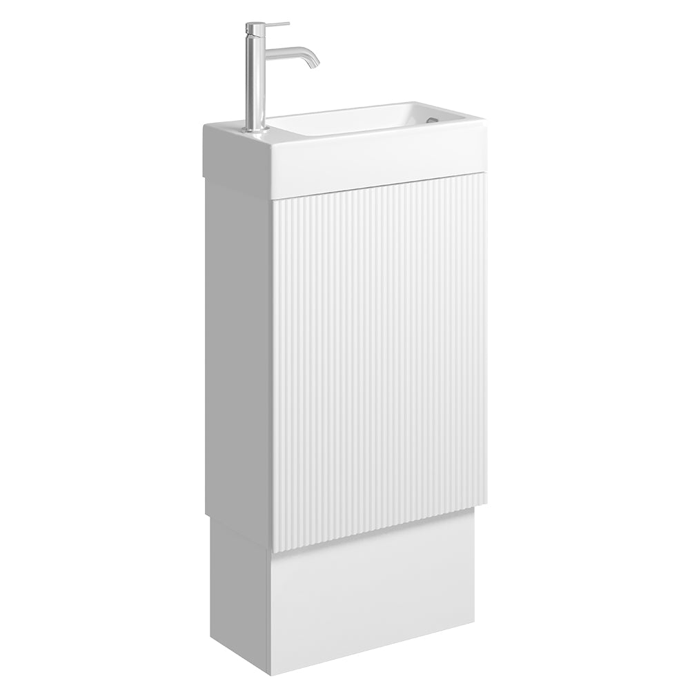 Fienza Minka 450 Vanity on kickboard with Overflow, Satin White