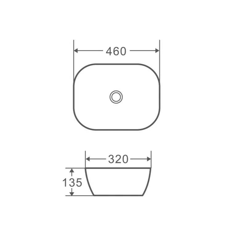 Ovia 460x320x135 Rectangle Counter Top Basin Gloss White
