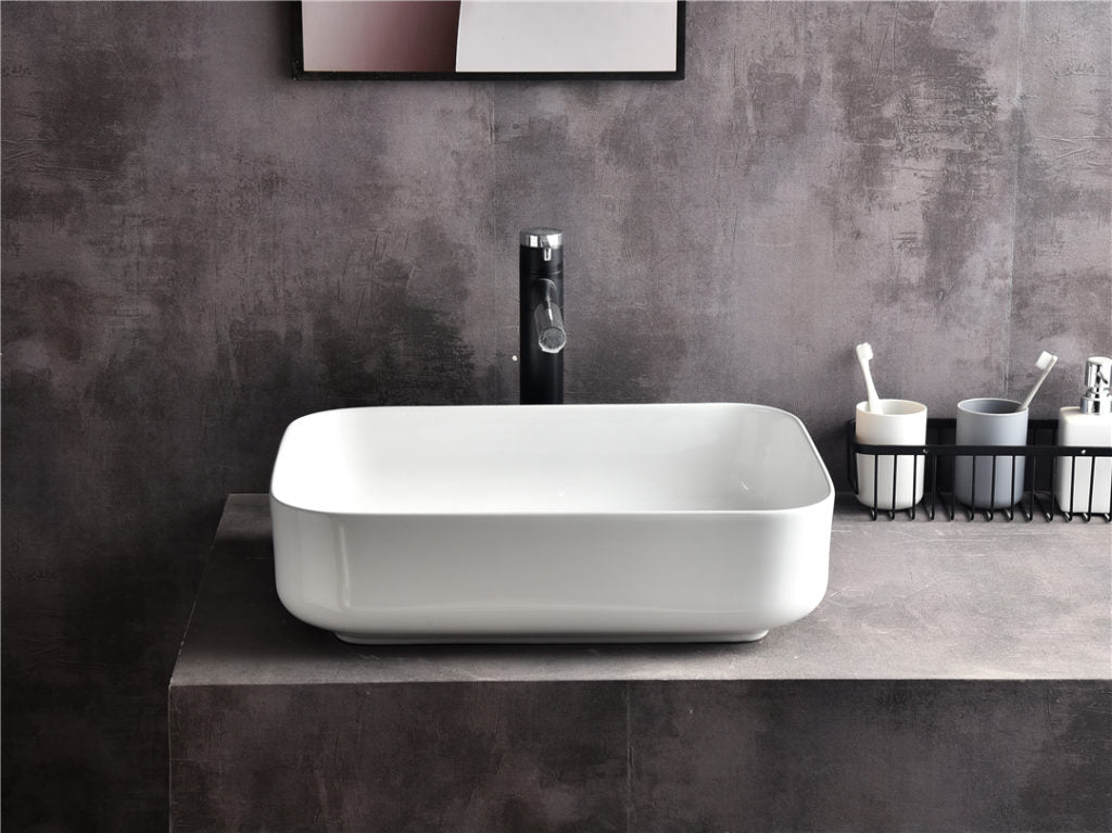 Ovia 500x400x135mm Rectangle Counter Top Basin Gloss White