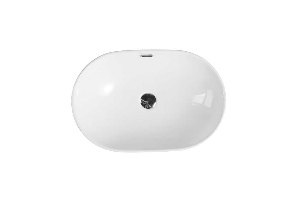 Ovia 605x405x180mm Semi Inset Basin Gloss White with Overflow