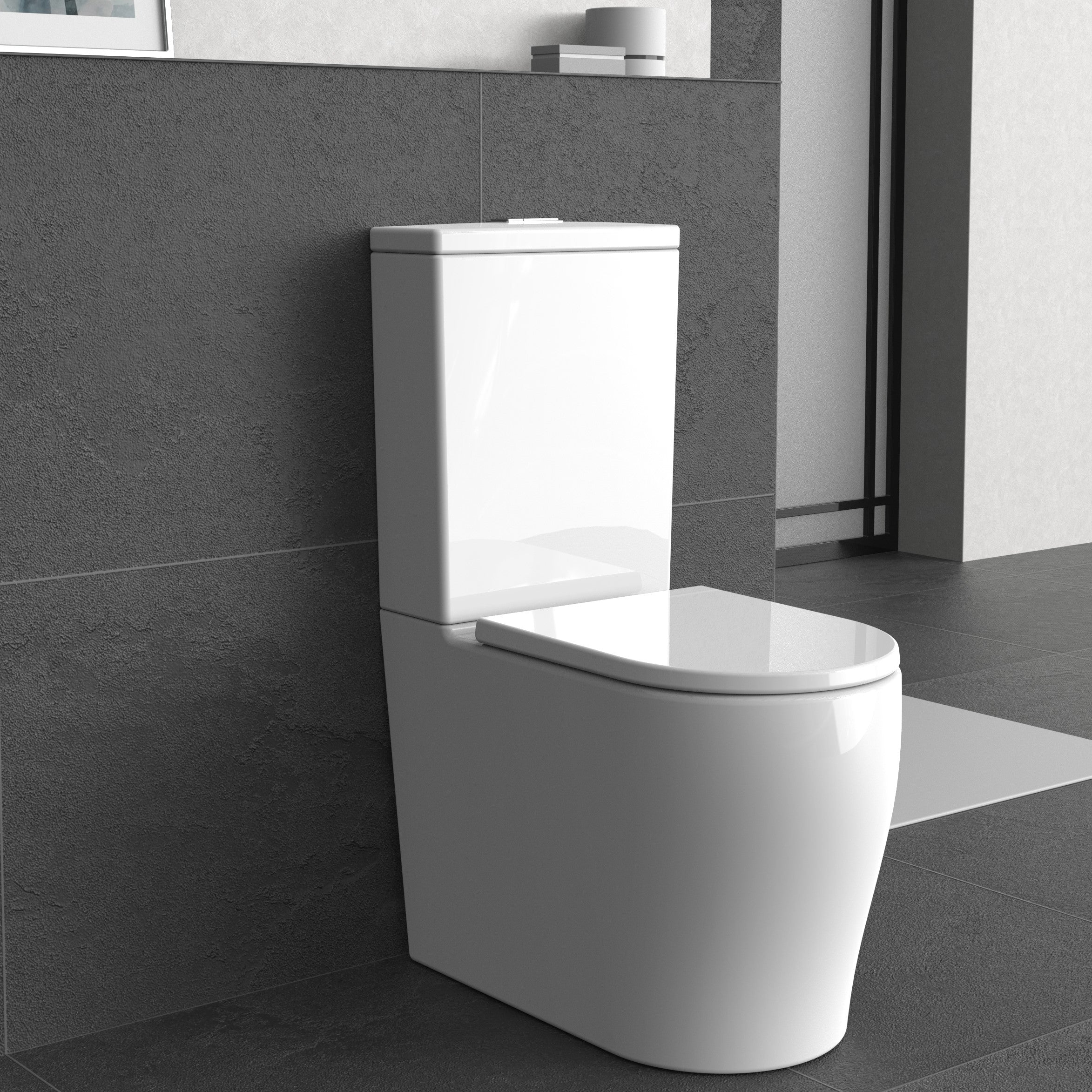 Zeus Toilet Suite Rimless Tornado Quiet Flush Gloss White