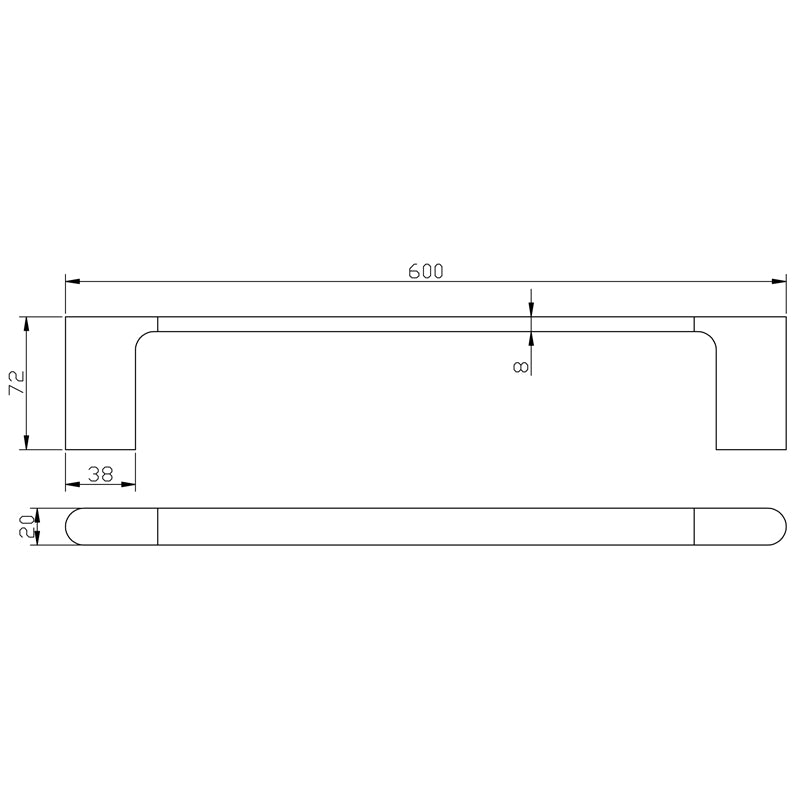 Cora Single Towel Rail 600mm Matte Black