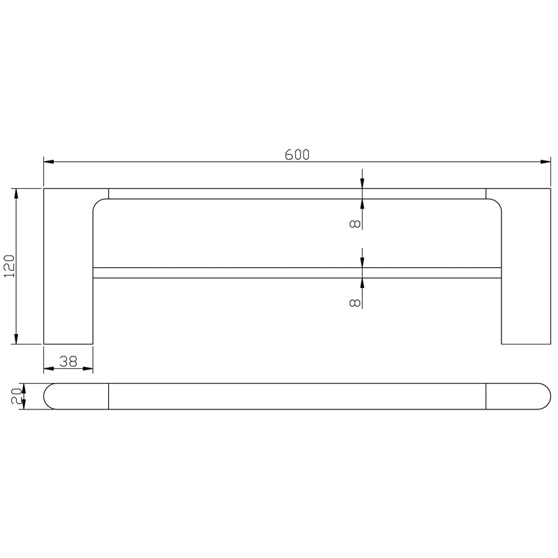 Cora Double Towel Rail 600mm Matte Black