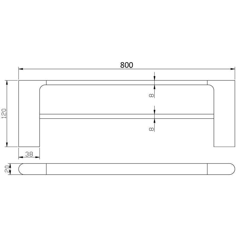 Cora Double Towel Rail 800mm Matte Black