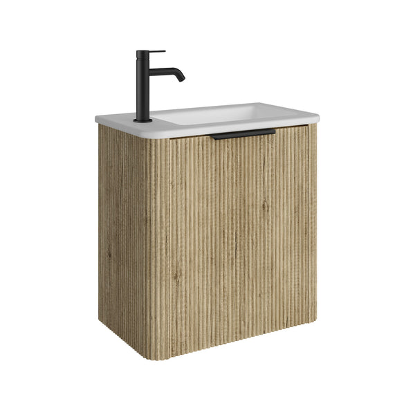 Fienza Minka Mini 550 Wall-Hung Vanity, Left Hand Tap, Scandi Oak