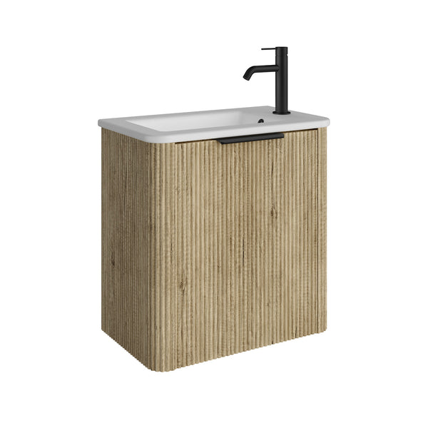 Fienza Minka Mini 550 Wall-Hung Vanity, Right Hand Tap, Scandi Oak