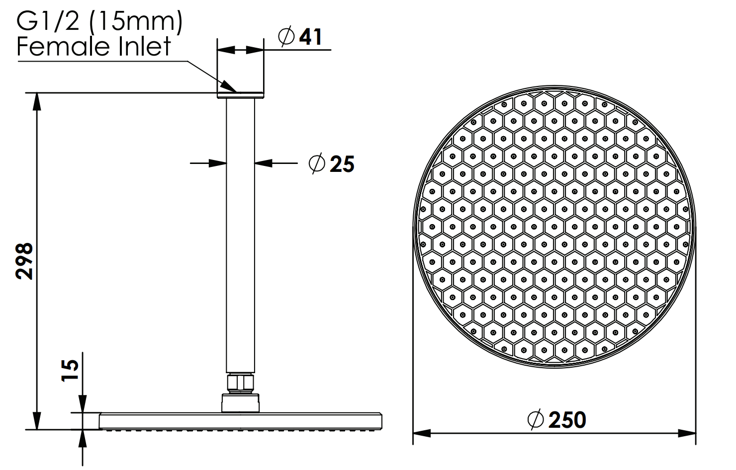 Greens Glide RainBoost Ceiling Shower Matte Black