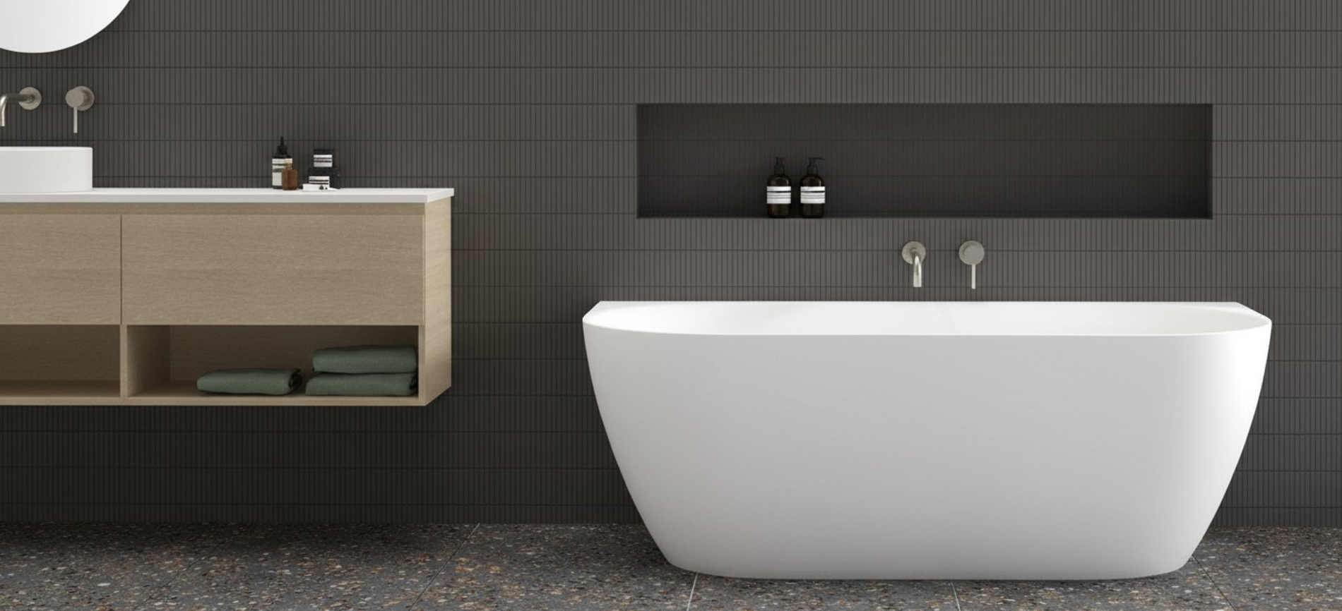 Ovia Madison Back to Wall Bath - 1700mm Gloss White