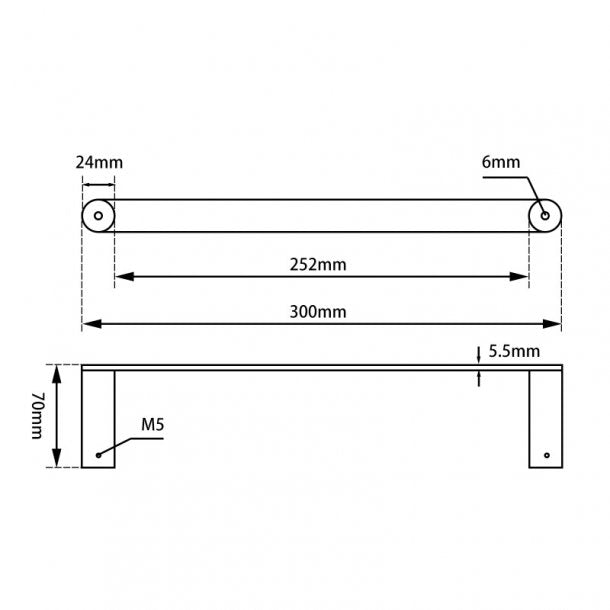 Rumia Black Single Towel Holder 300mm Stainless Steel 304 Wall Mounted