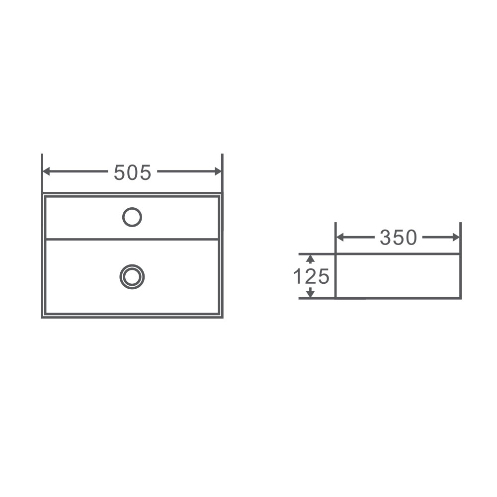 Ovia 500mm Wall-Hung Slim Rectangular Basin