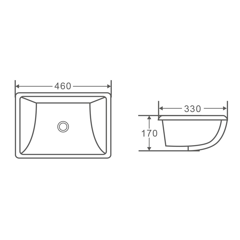 Mercio NUE 46m Rectangle Undercounter basin