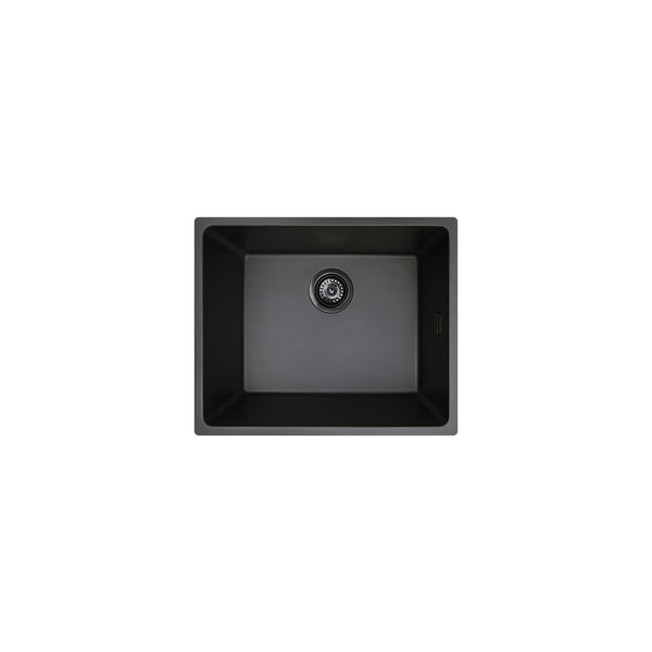 Fienza Kuro Granite 39L Single Bowl Kitchen Sink, Matte Black