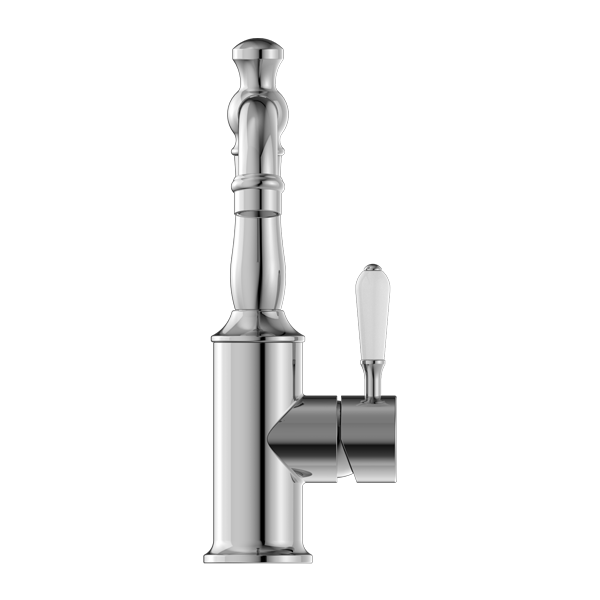 York Basin Mixer With White Porcelain Lever Chrome