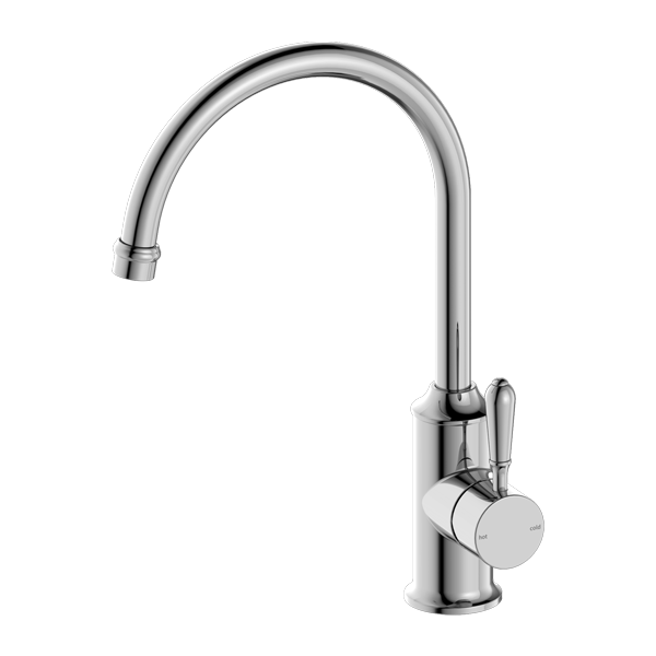 Nero York Kitchen Mixer Goosneck Spout With Metal Lever Chrome