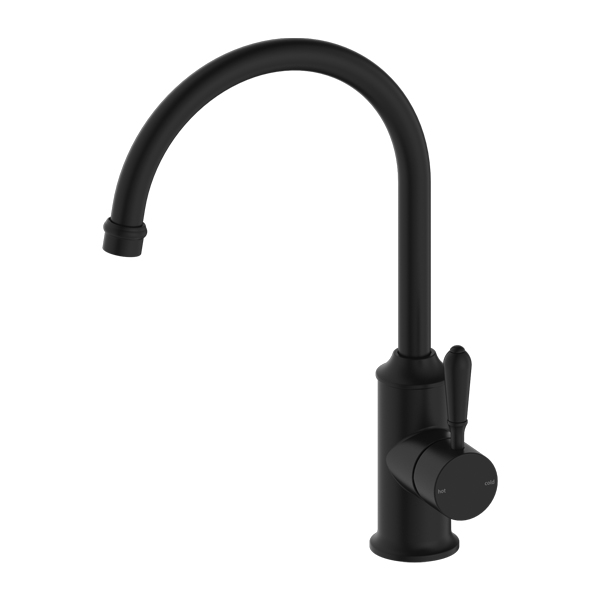 Nero York Kitchen Mixer Goosneck Spout With Metal Lever Matte Black