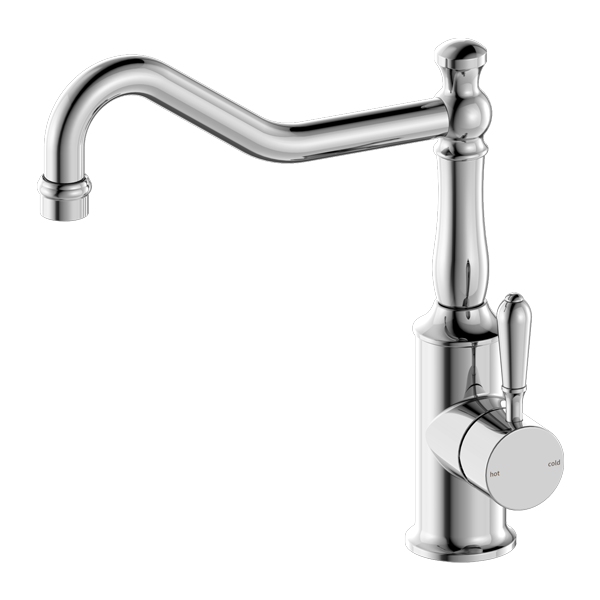 Nero York Kitchen Mixer Hook Spout With Metal Lever Chrome