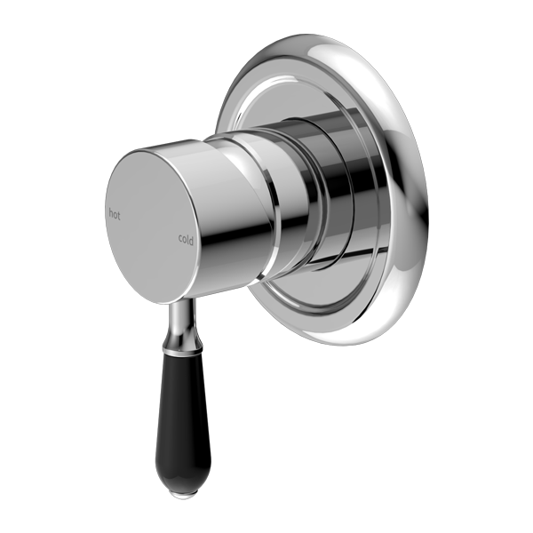 York Federation Shower Mixer With Black Porcelain Lever Chrome