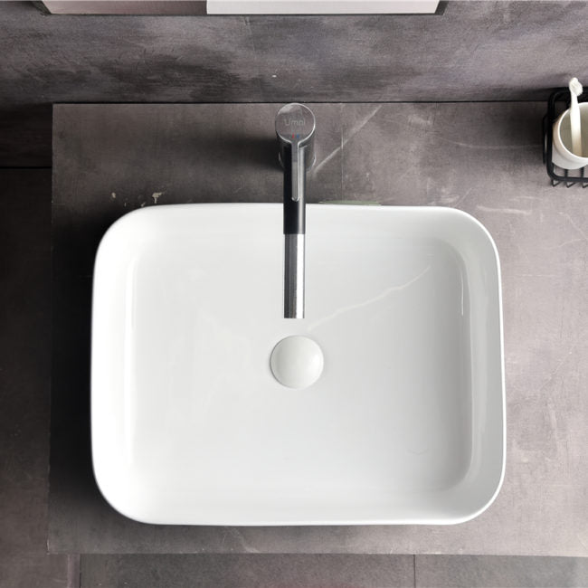 Ovia 500x400x135mm Rectangle Counter Top Basin Gloss White