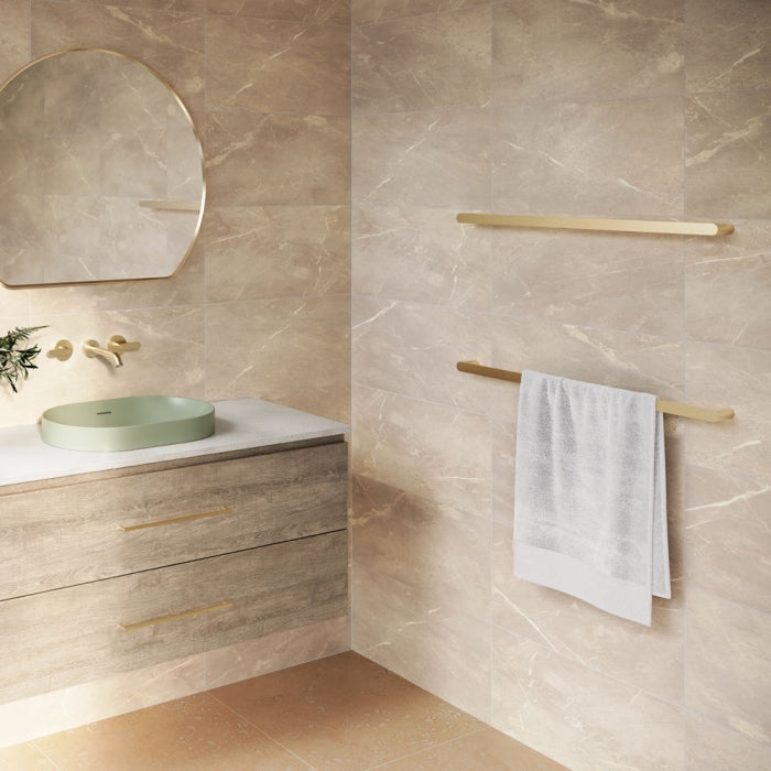 Fienza Empire Slim Single Towel Rail, 800mm, Urban Brass