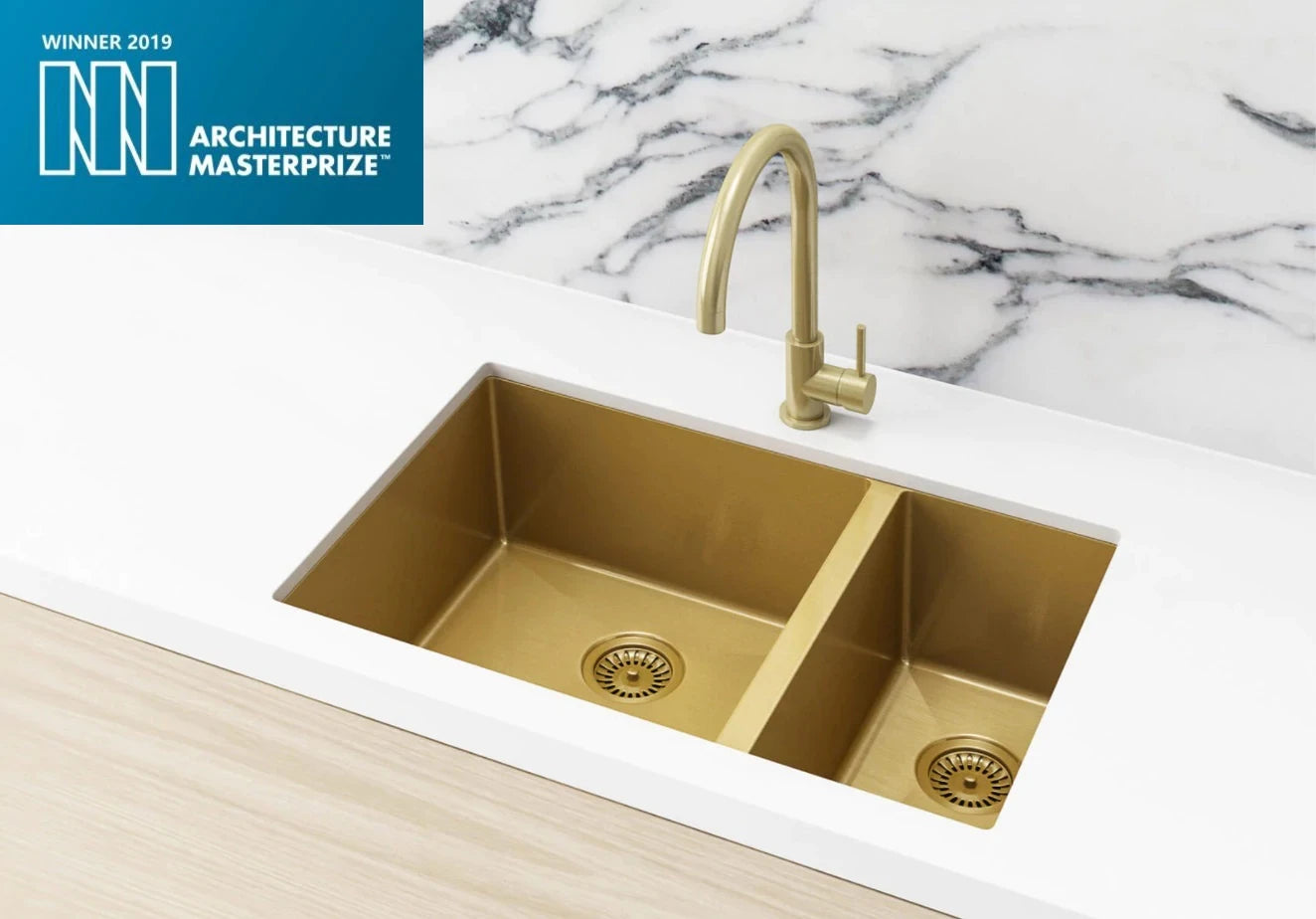 Meir 1.5 Bowl PVD Kitchen Sink 670mm - Brushed Bronze Gold