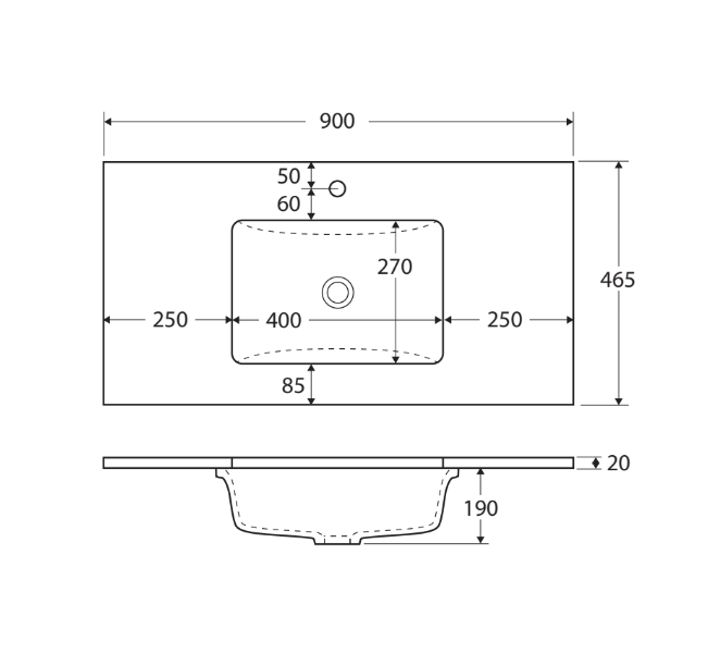 Fienza Sarah Bianco Marble Undermount 900 Amato Satin Black Vanity on Kick