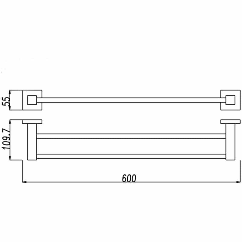 Ottimo Nero Black Double Towel Rail 600mm