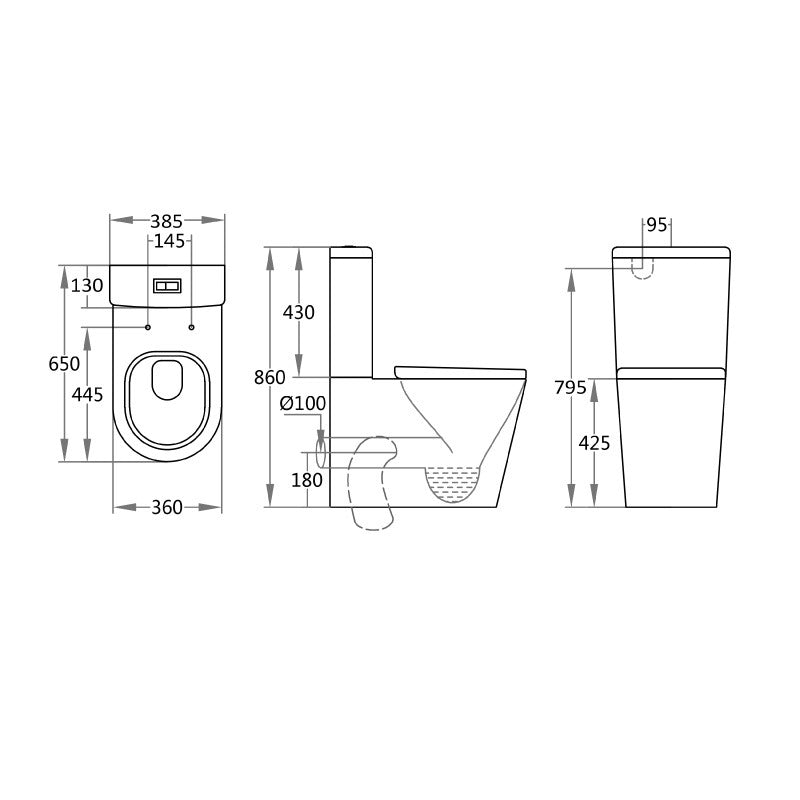 Avis Full Rimless Matt Black Back To Wall Toilet Suite