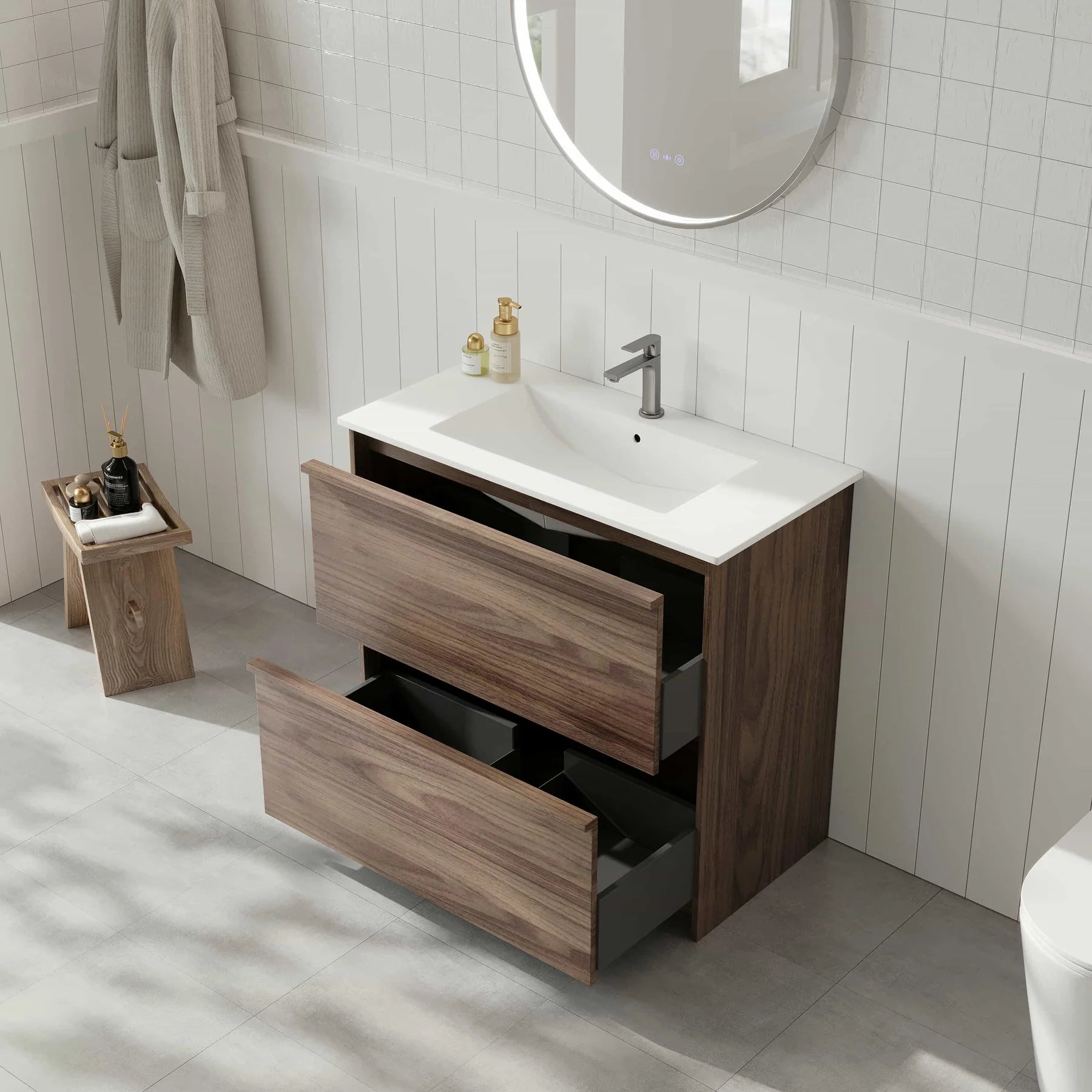 Bella 900mm Freestanding Cabinet Notaio Walnut