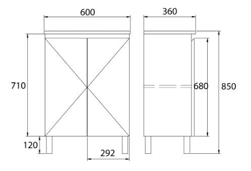 BIANCA SLIM 60cm Floor Standing Vanity Cabinet
