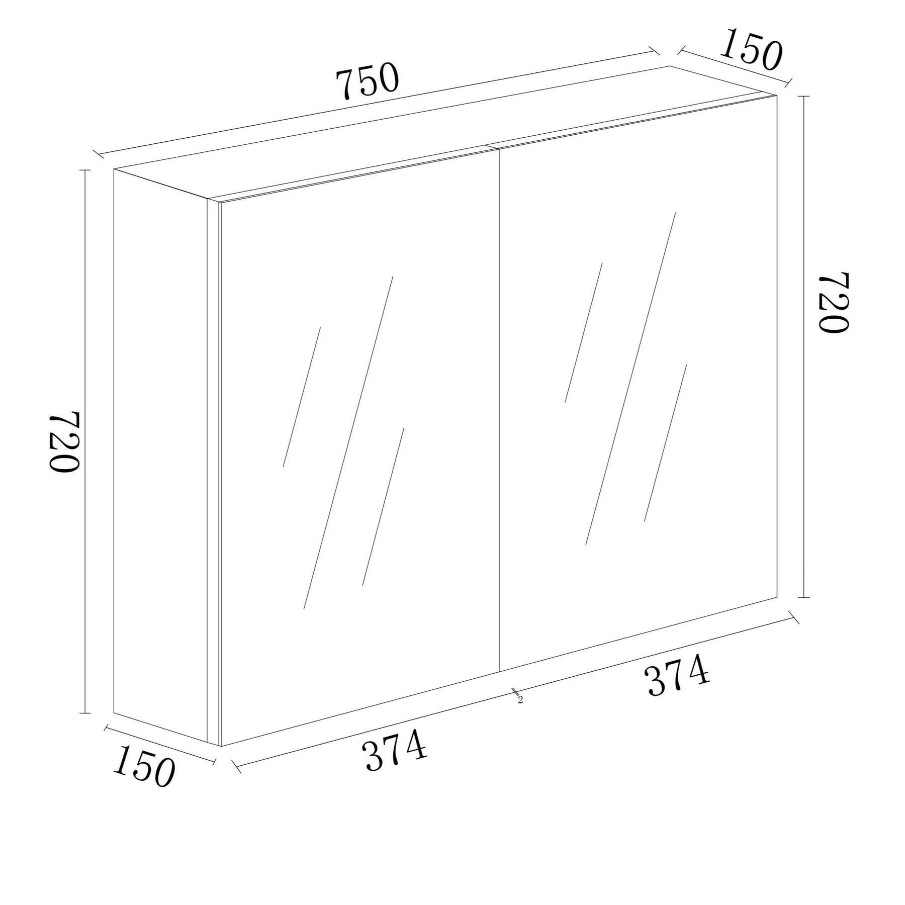 BIANCA 750mm PVC Shaving Cabinet