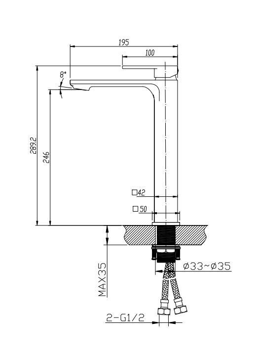 Aquato Tower Basin Mixer Matt Black Soft Square