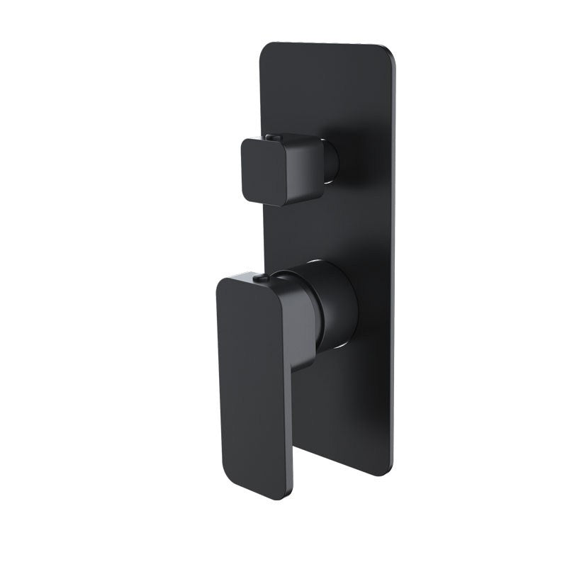 Aquato Shower Mixer Diverter Matt Black Soft Square
