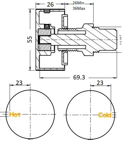 Ovia Milan Wall Tap Assemblies Brushed Gunmetal 1/4 Turn