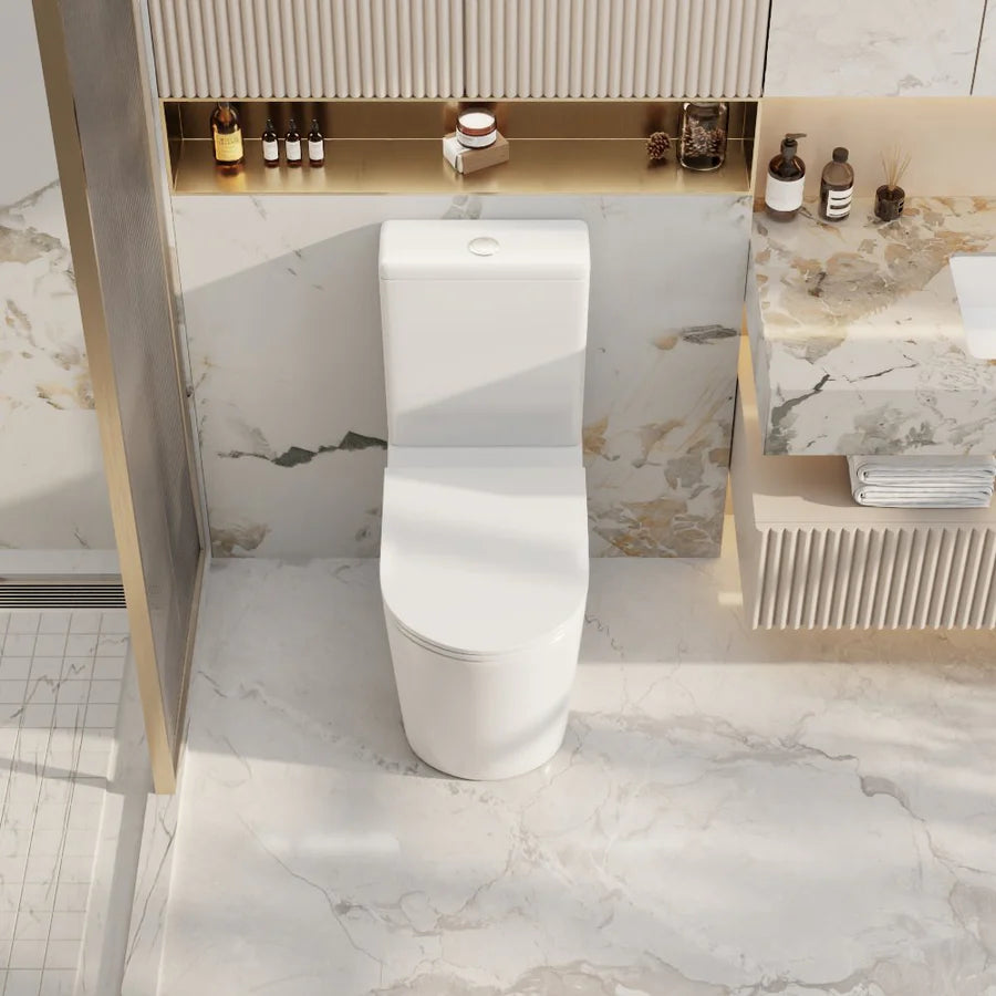 Berlin Tornado Rimless Quiet Flush Back To Wall Toilet Suite Gloss White