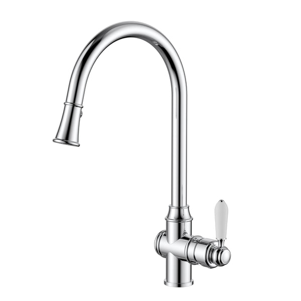 Modern National Bordeaux Traditional Pull-Out Kitchen Sink Mixer - Chrome