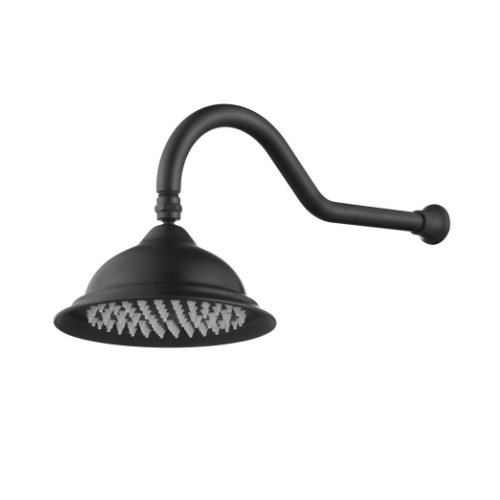 Modern National Bordeaux Shower Head and Arm Set - Black