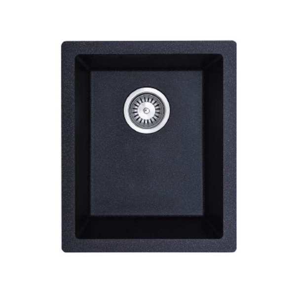 Modern National 380 x 460 x 194mm Como Single Bowl Granite Sink Black Graphite Finish with Overflow