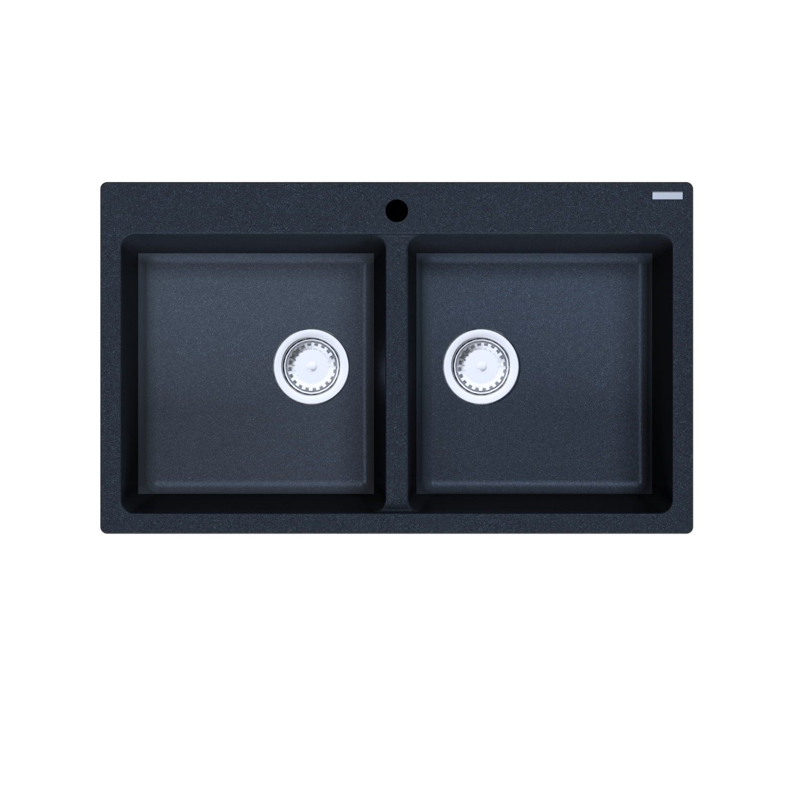 Modern National Cremona Double Bowl Granite Sink – 26.5L+26.5L - Black (Black Graphite) — M-GS409B