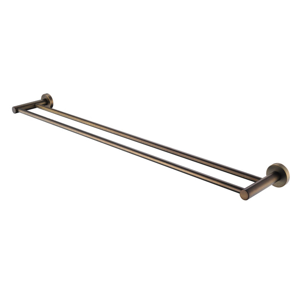 Modern National Star 600mm Mini Double Towel Rail - Antique Brass