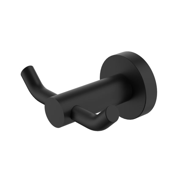 Modern National Mirage Double Robe Hook - Matte Black